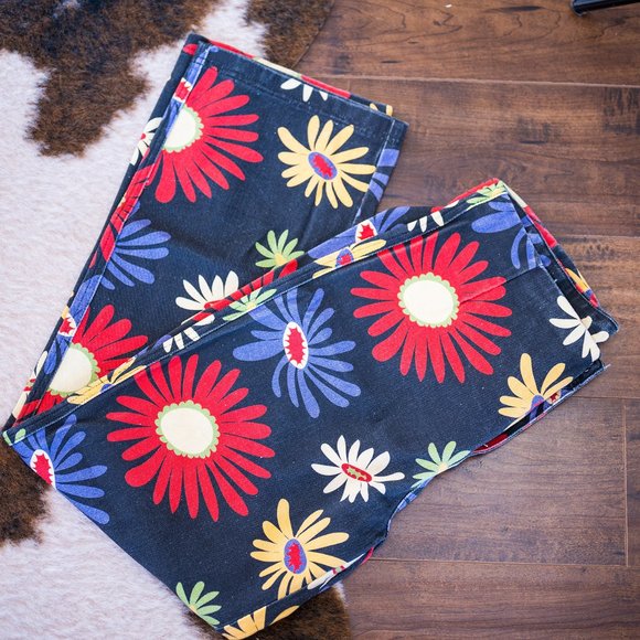 Verge Girl Pants - VRG GRL High Waist Funky Floral Print Denim Pants - NWT